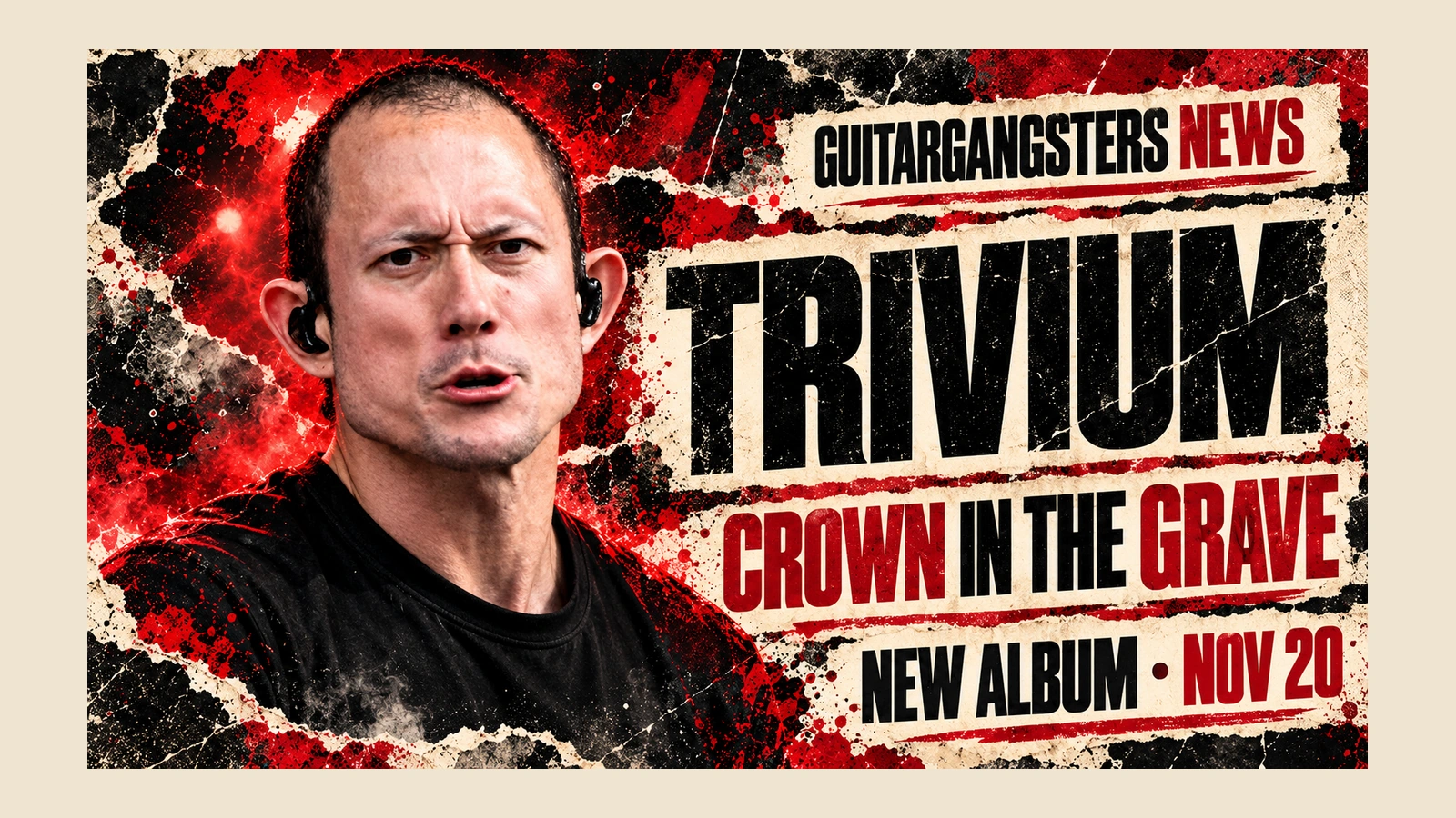 Original GuitarGangsters editorial illustration of Matt Heafy for Trivium’s Crown In The Grave announcement.
