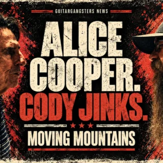 Editorial illustration of Alice Cooper and Cody Jinks with the title Moving Mountains.