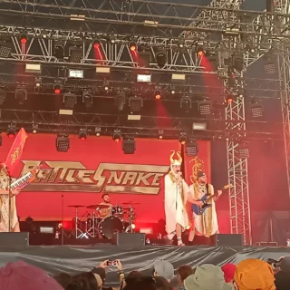 Six Battlesnake performers on the Motocultor Festival stage in August 2026.