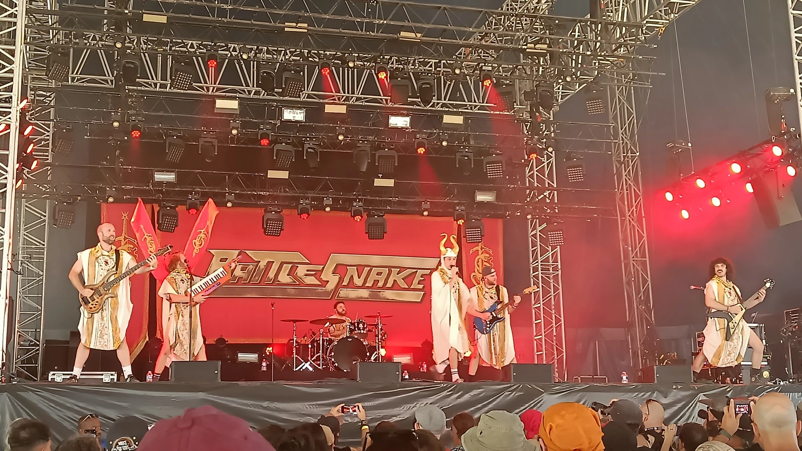 Six Battlesnake performers on the Motocultor Festival stage in August 2026.