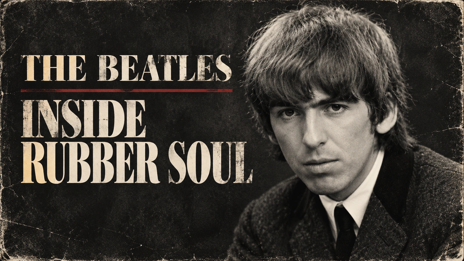 Editorial portrait illustration of George Harrison accompanying the 2026 Rubber Soul Special Edition news