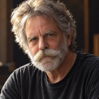 AI-generated editorial portrait illustration of Bobby Weir