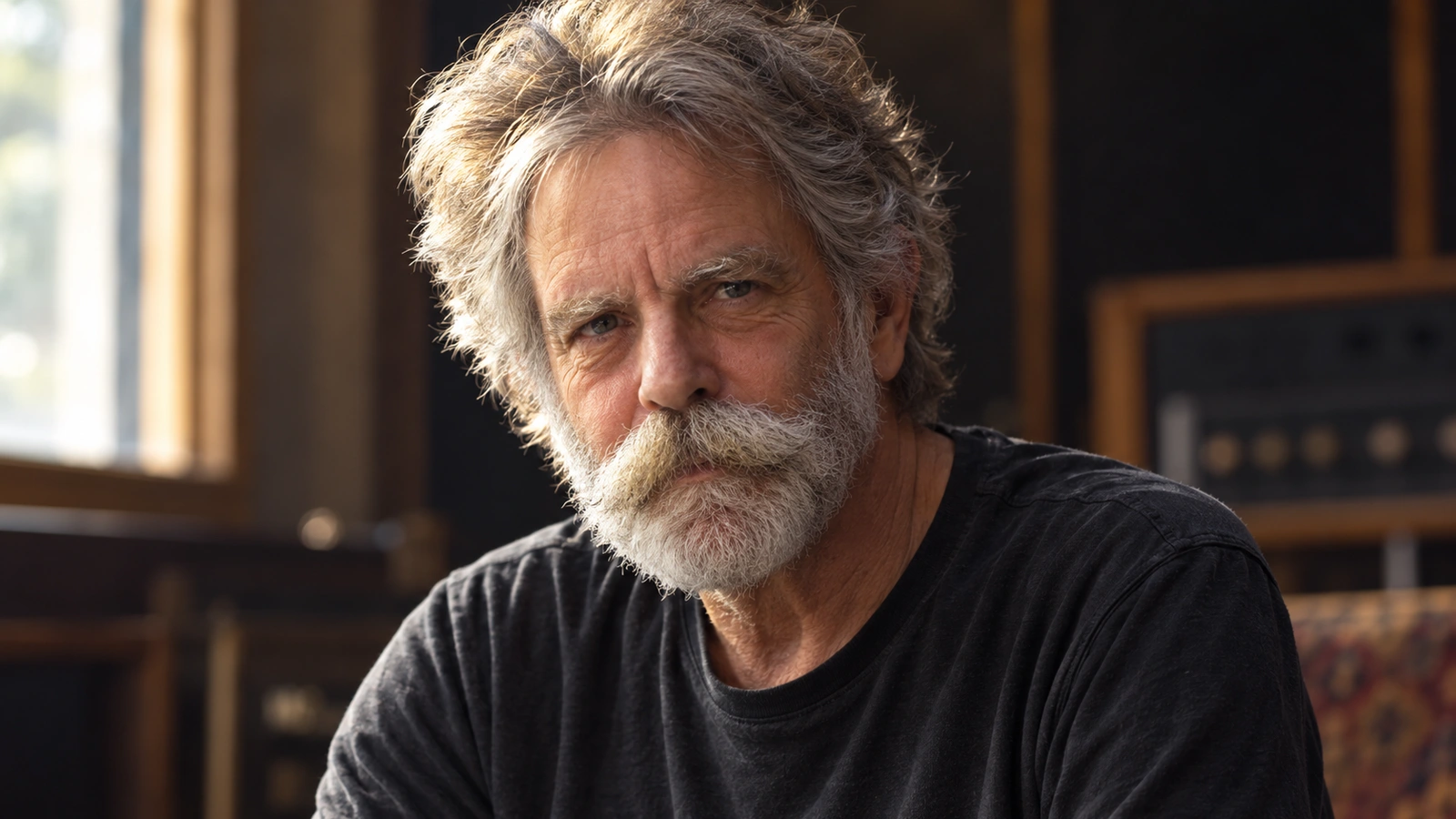 AI-generated editorial portrait illustration of Bobby Weir
