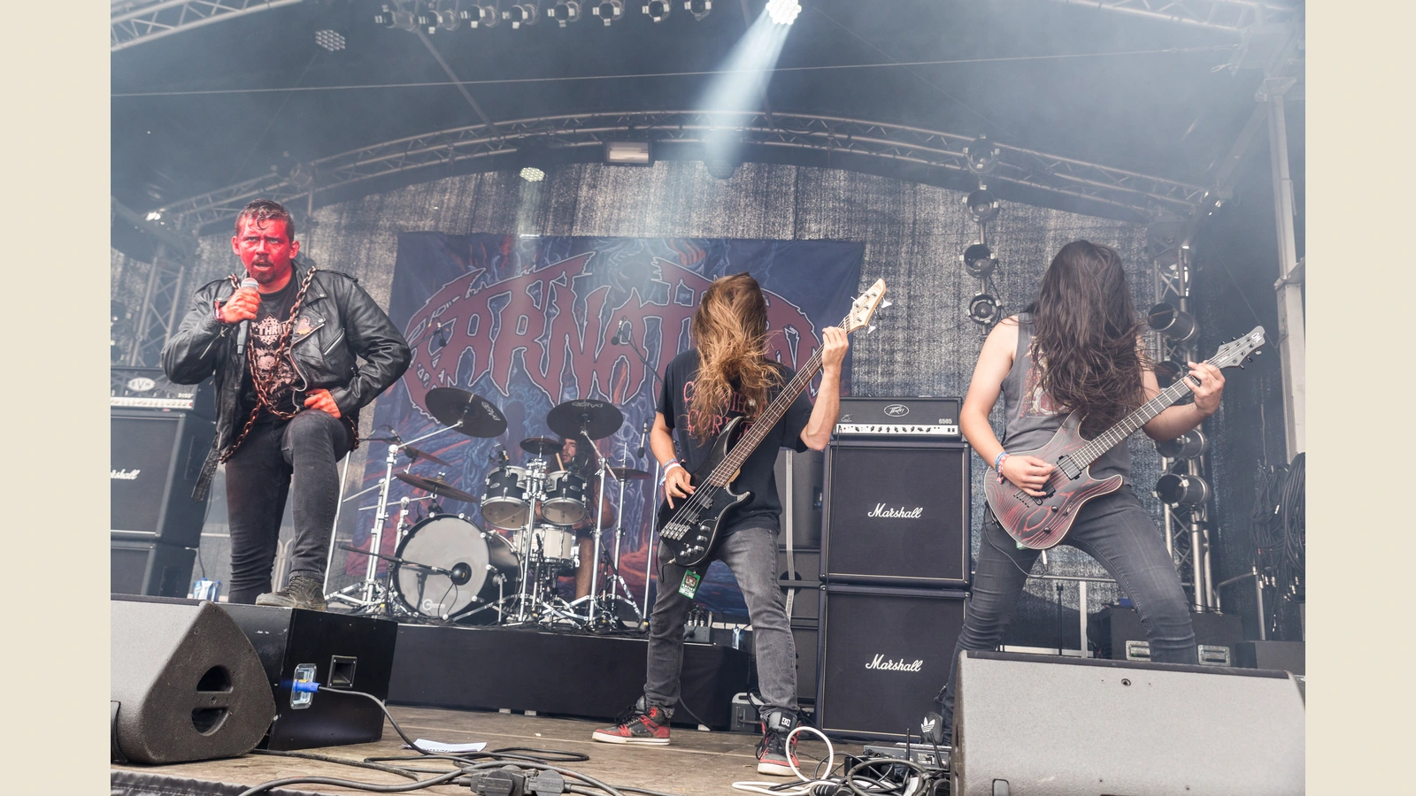Carnation onstage at Summer Breeze in 2017, with vocalist, bassist, guitarist and drummer visible.