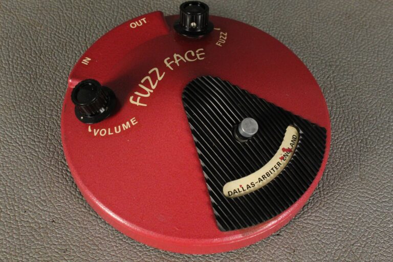 A Fuzz Face, Dallas Arbiter Fuzz Face, shown in full.