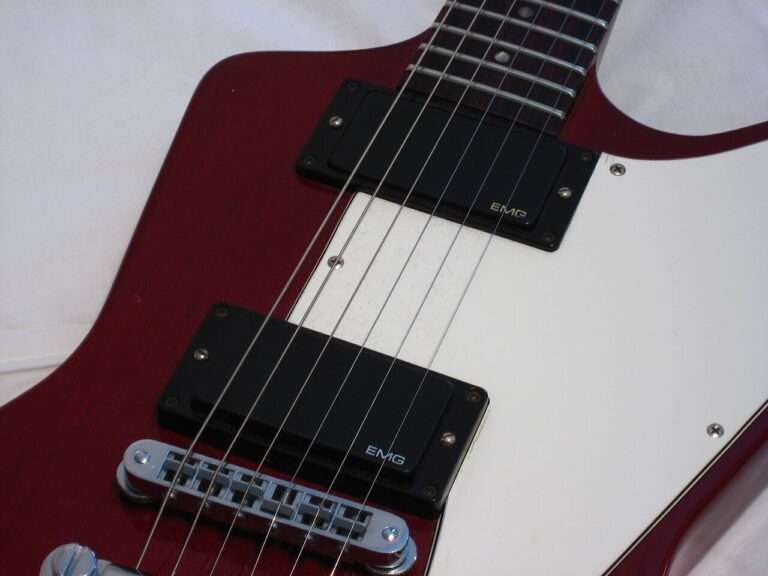 EMG 81 and 85 active humbucking pickups installed in a guitar.