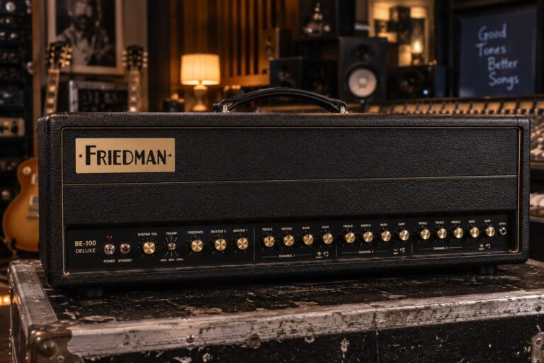 Illustration of a Friedman BE-100 Deluxe amplifier head.