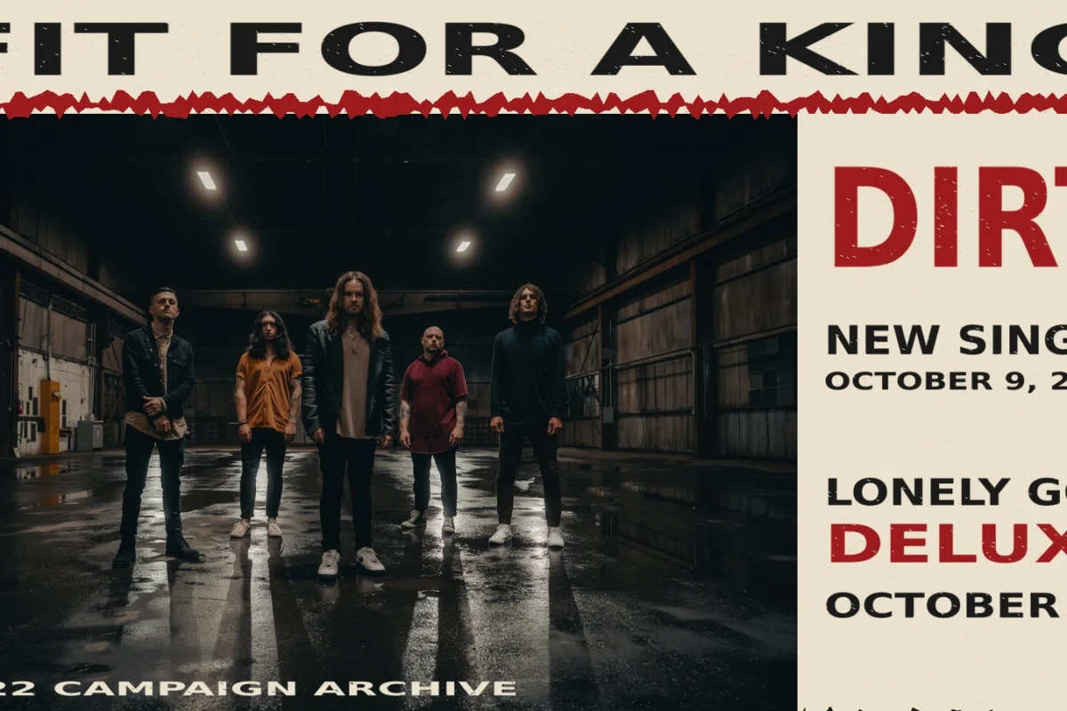 Fit For A King in an archival five-person warehouse publicity photograph distributed in 2022.