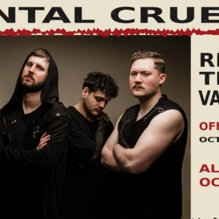 Mental Cruelty in a four-person studio publicity portrait against a brown background, supplied for the 2026 album campaign.