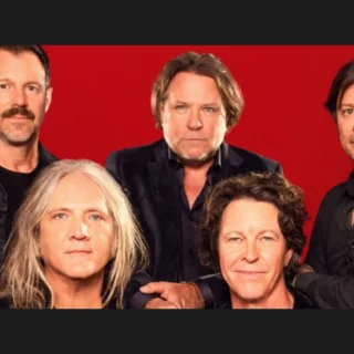 The five members of Powderfinger in the official photograph accompanying their 2027 Australian tour announcement.