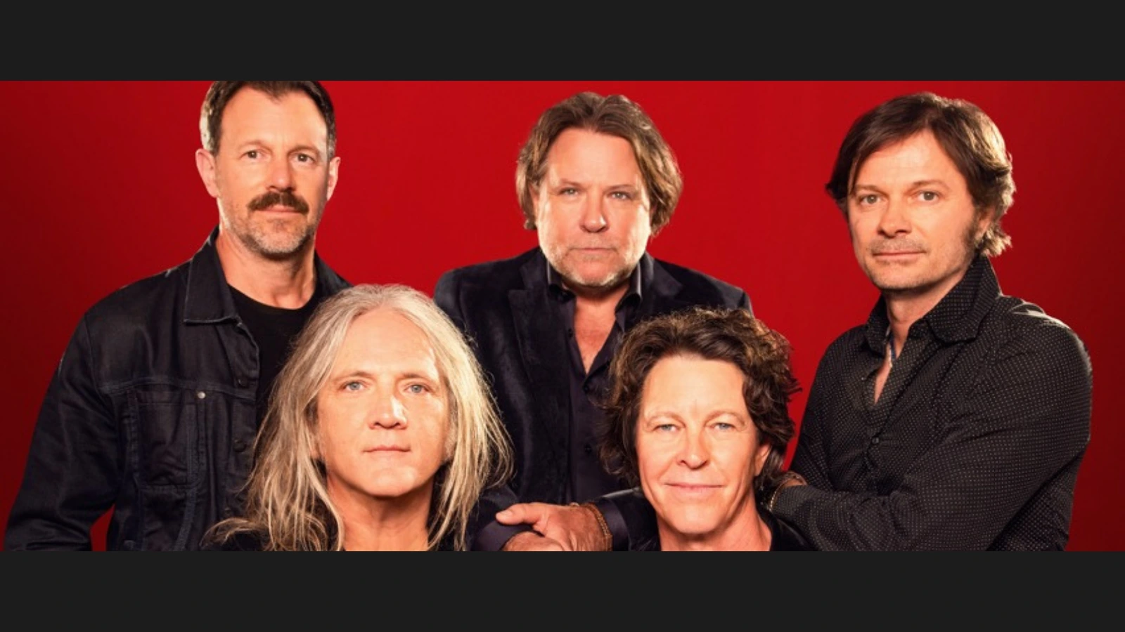 The five members of Powderfinger in the official photograph accompanying their 2027 Australian tour announcement.