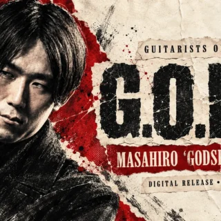 Original editorial portrait illustration of Masahiro Godspeed Aoki for the Guitarists On Demand G.O.D.V release.
