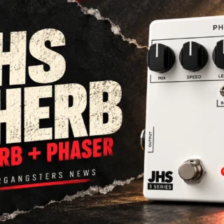 Editorial illustration of the JHS 3 Series PHERB pedal with Mix, Speed, Length and BREAK controls.
