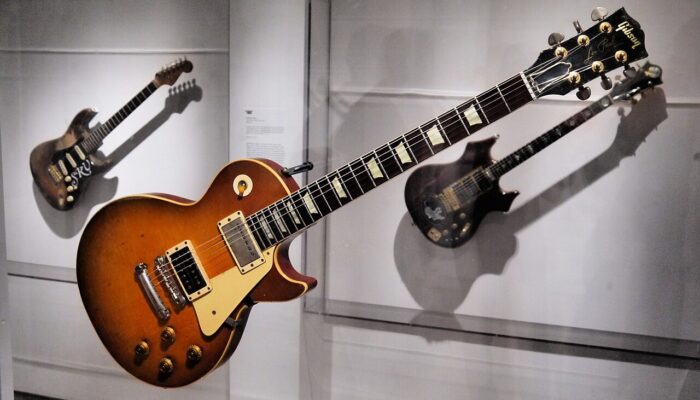 Jimmy Page's Number One Les Paul, shown at the Met's Play It Loud exhibition.