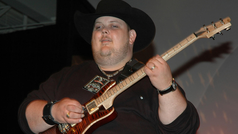 Johnny Hiland playing electric guitar in April 2007