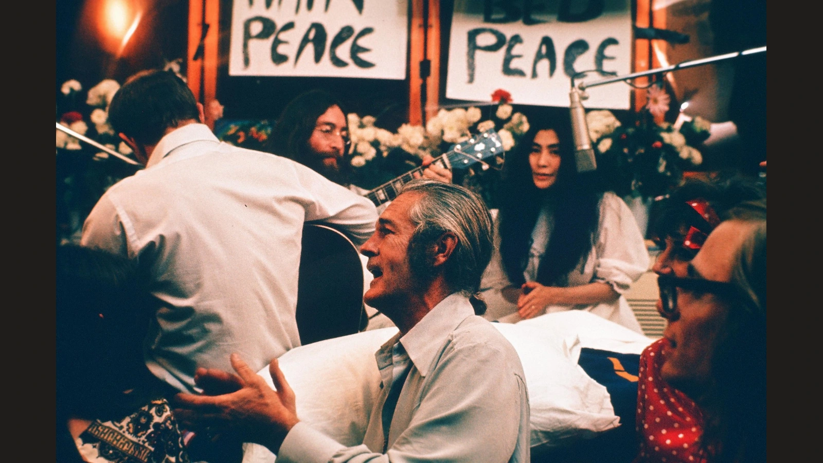 John Lennon during the 1969 Give Peace a Chance recording
