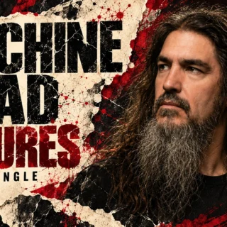 Editorial illustration of Robb Flynn with Machine Head Sutures headline
