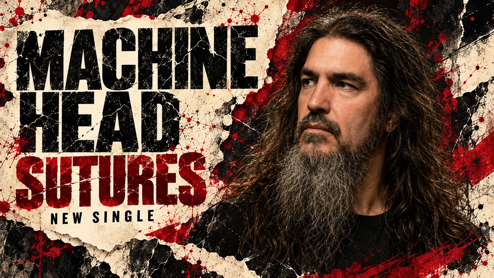 Editorial illustration of Robb Flynn with Machine Head Sutures headline