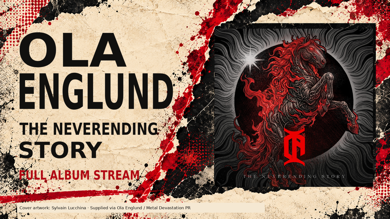 The Neverending Story album cover in a graphic about Ola Englund’s full album stream.