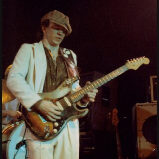 Stevie Ray Vaughan playing a Stratocaster at the Ritz Theater in Austin in 1983