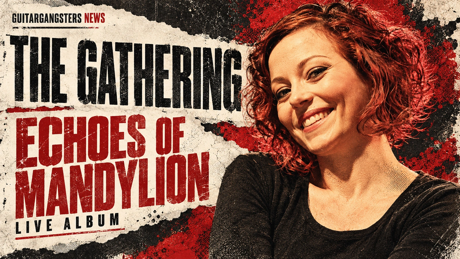 AI-assisted archival editorial illustration of Anneke van Giersbergen for The Gathering’s Echoes of Mandylion live album.
