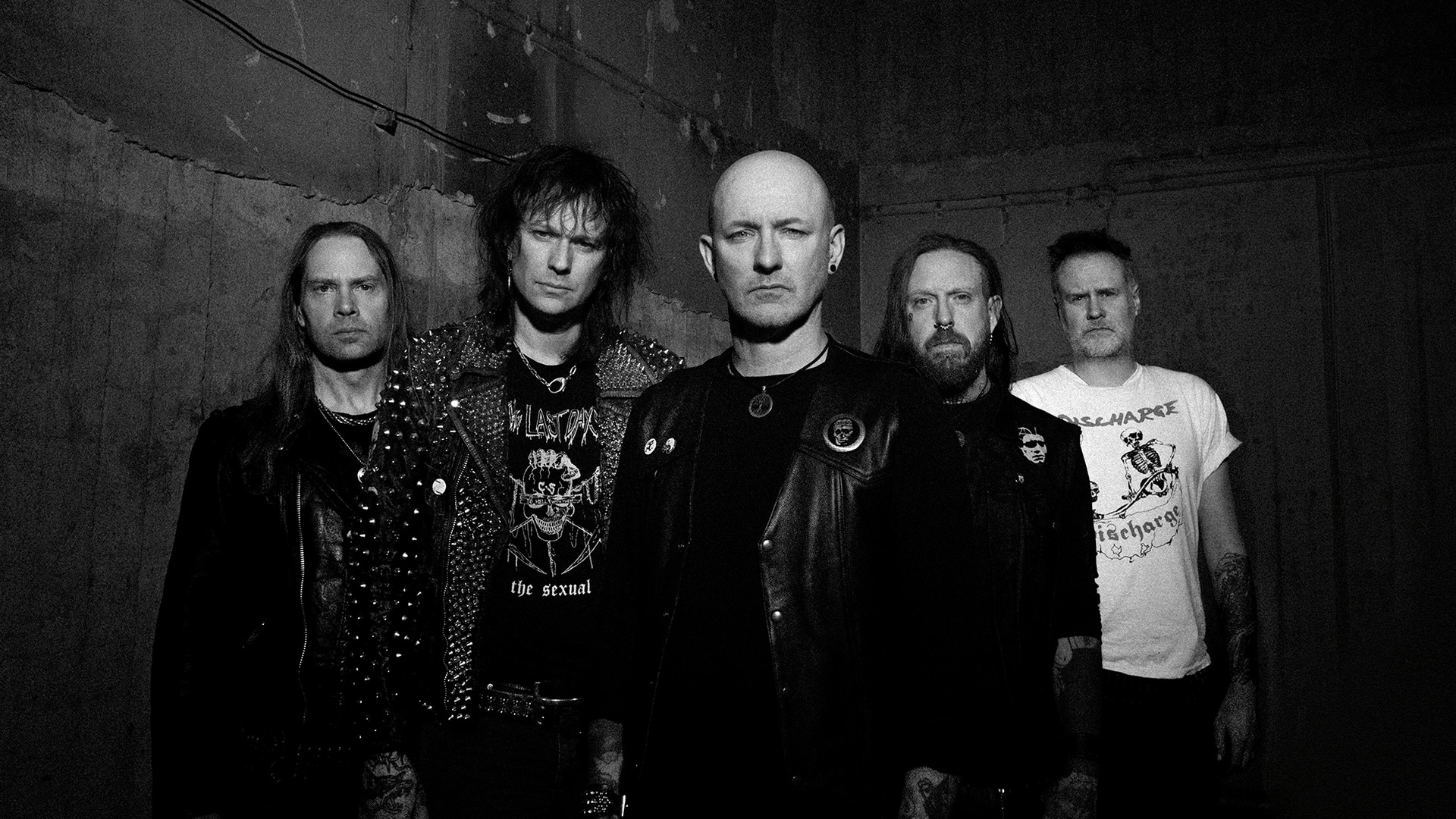 The five members of Wolfbrigade in their official promotional photograph.
